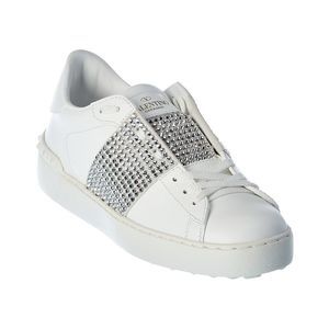 Valentino Open Leather Sneaker, White